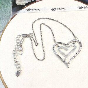 Brighton Lovestruck Crystal Heart Necklace 16-18 Inches Silver-plated